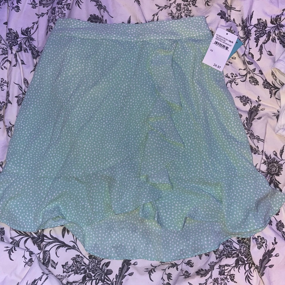 dotted lime ruffed skirt